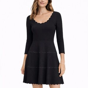 Kate Spade Broome Street Black Scallop Ponte Fit & Flare Dress - Size 0